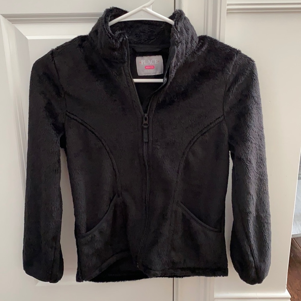 New with tags Girls black plush/fleece jacket size 8
